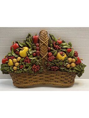 Homco Syroco Apples Berries Fruit Basket 1978 Wall Decor MCM Vintage USA - EUC